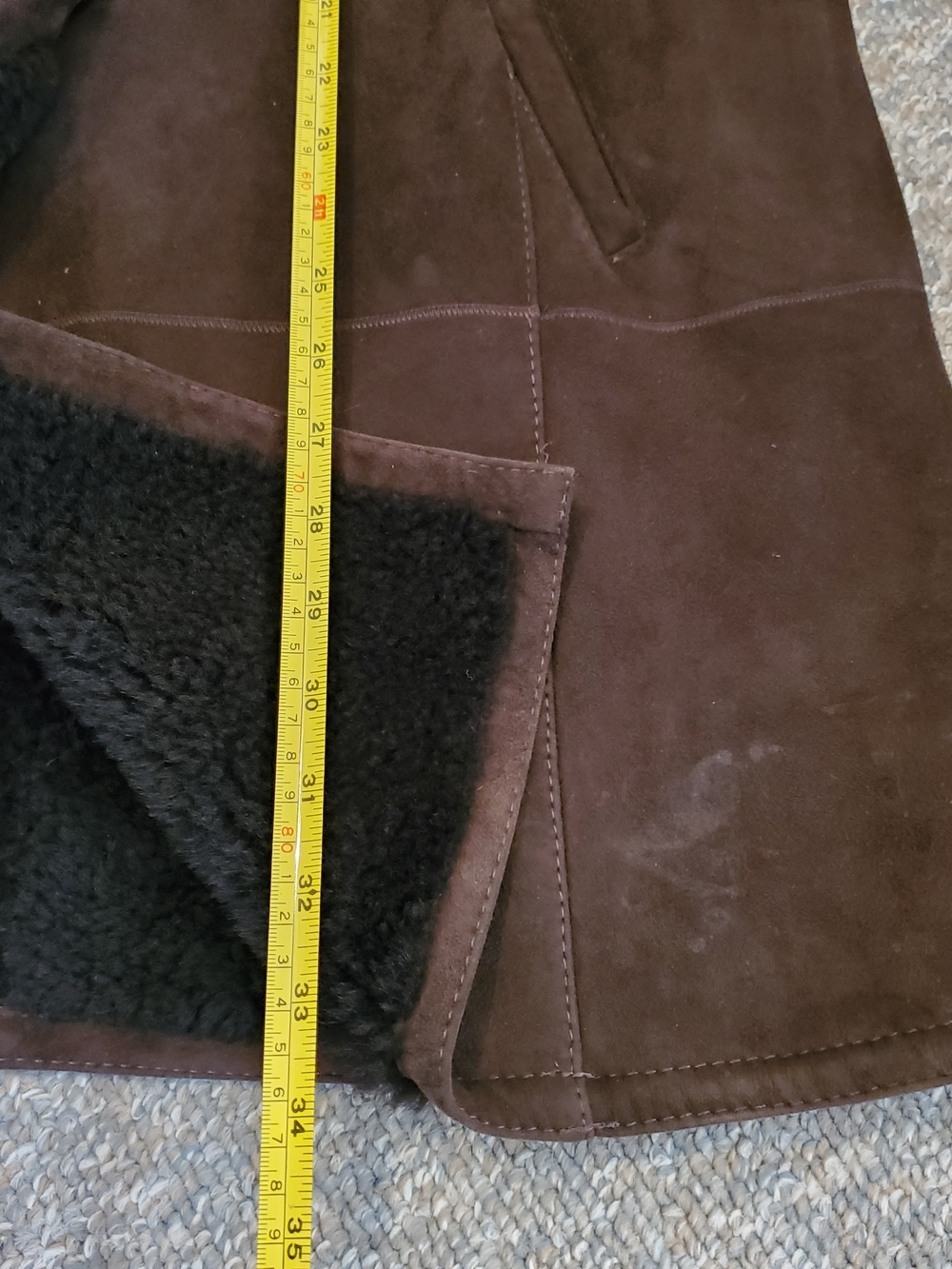 Danier Brown Sheep Skin Suede Shearling Lined Jacket Women Small - Picture 10 of 10